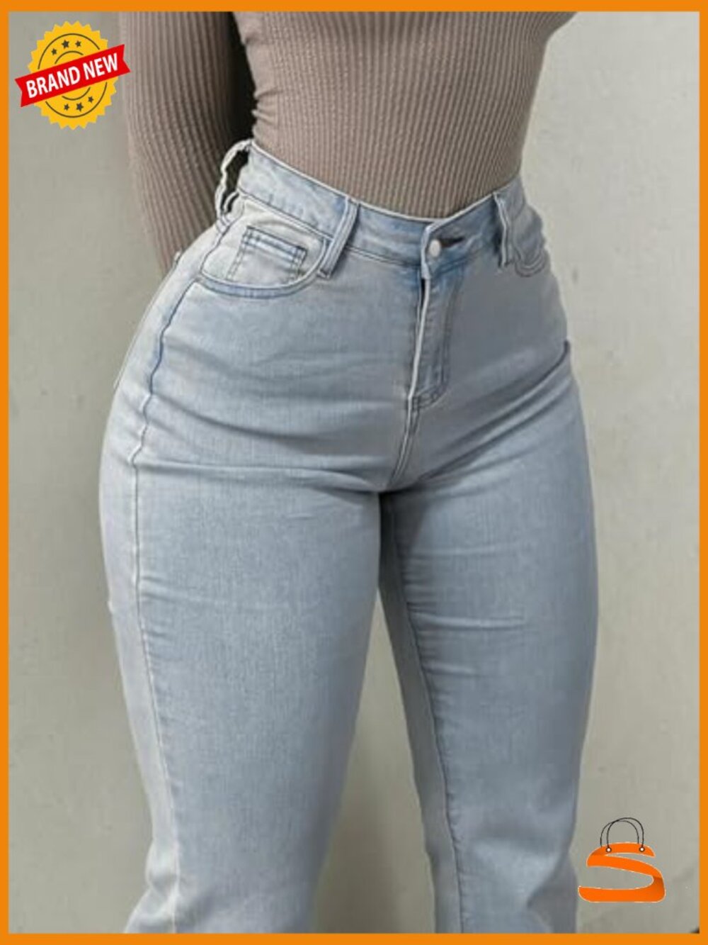 High Waisted Flare Bell Bottom Jeans Stretchy Y2K Streetwear Denim - Picture 3 of 7